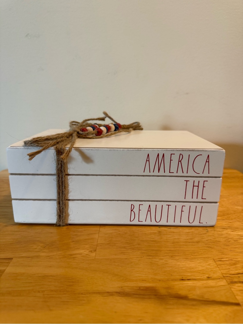 Rae Dunn White Decorative Book Stack with Red Lettering